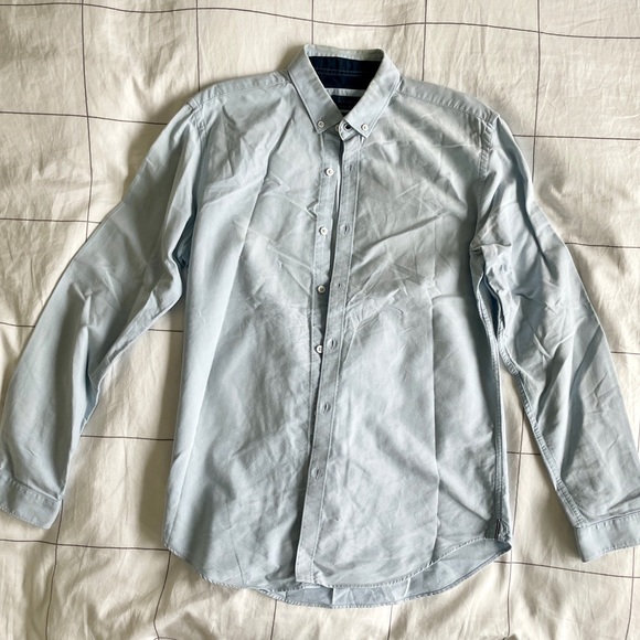 Zara Man Blue Slim Fit Button Up Shirt Size M - Picture 2 of 4